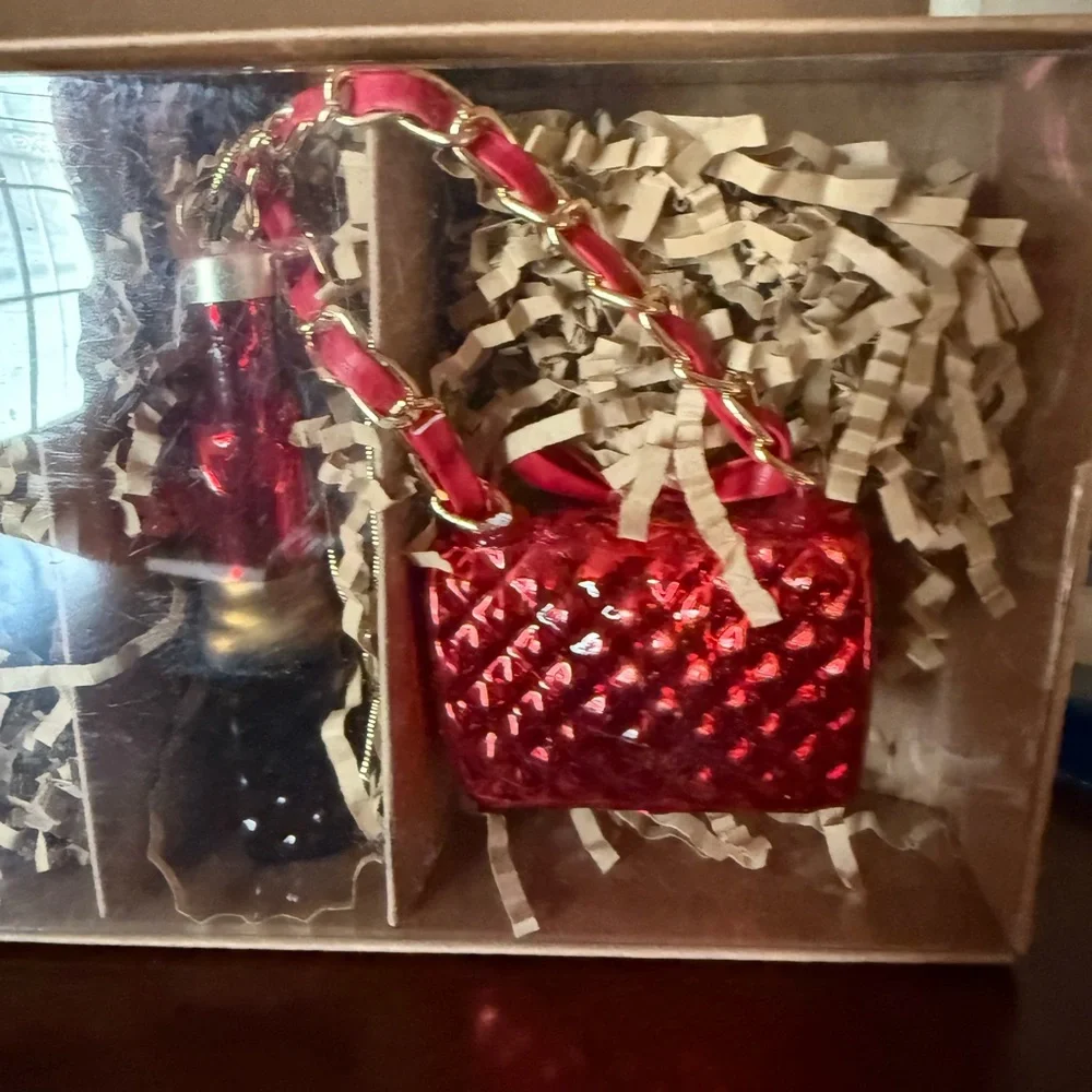 Target Gold Red & Black Ornament Set Purse Lipstick High Heel